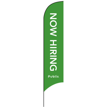 12.5' Shark Fin Flag - Green - Now Hiring